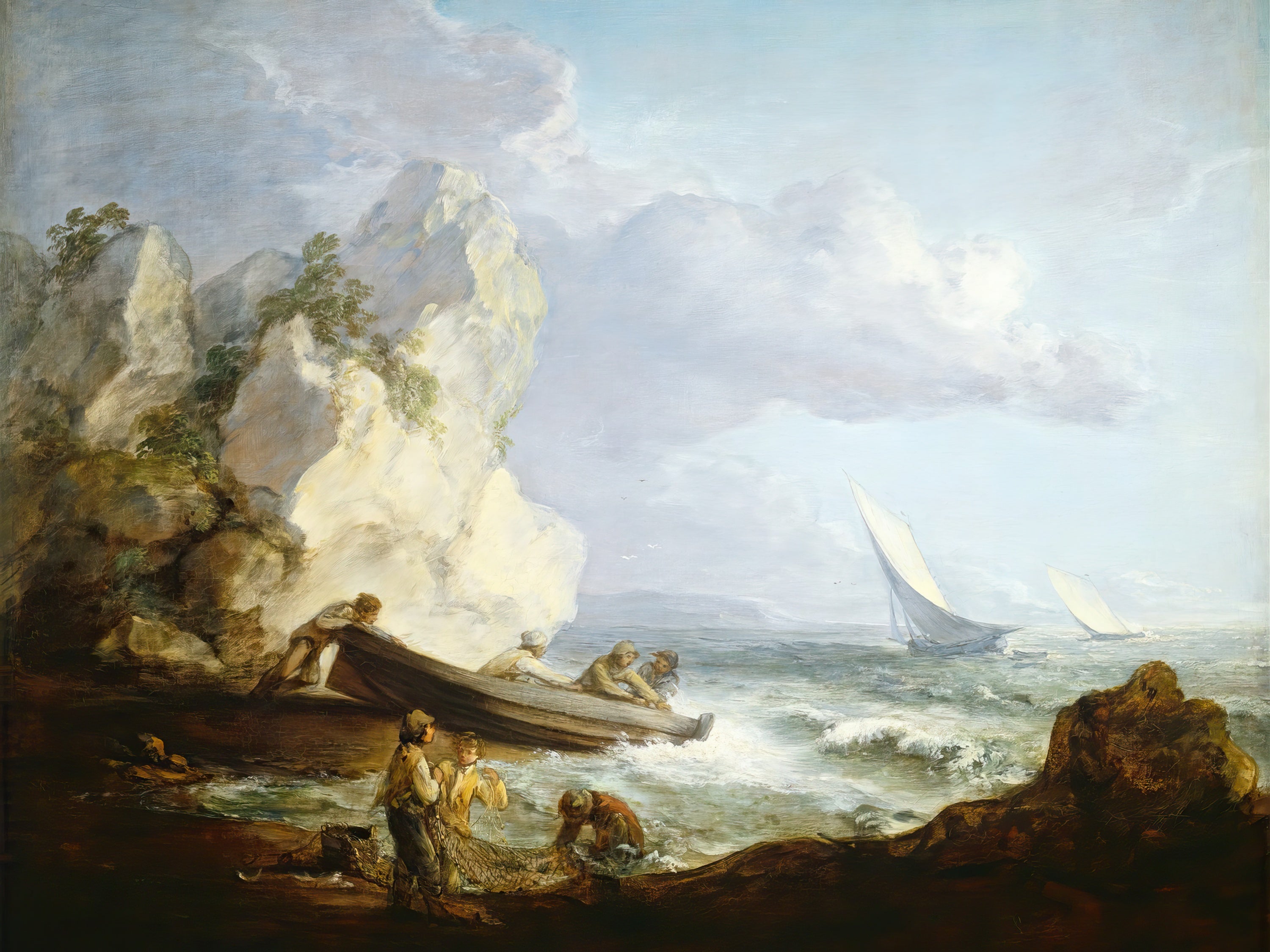 Seashore with Fishermen