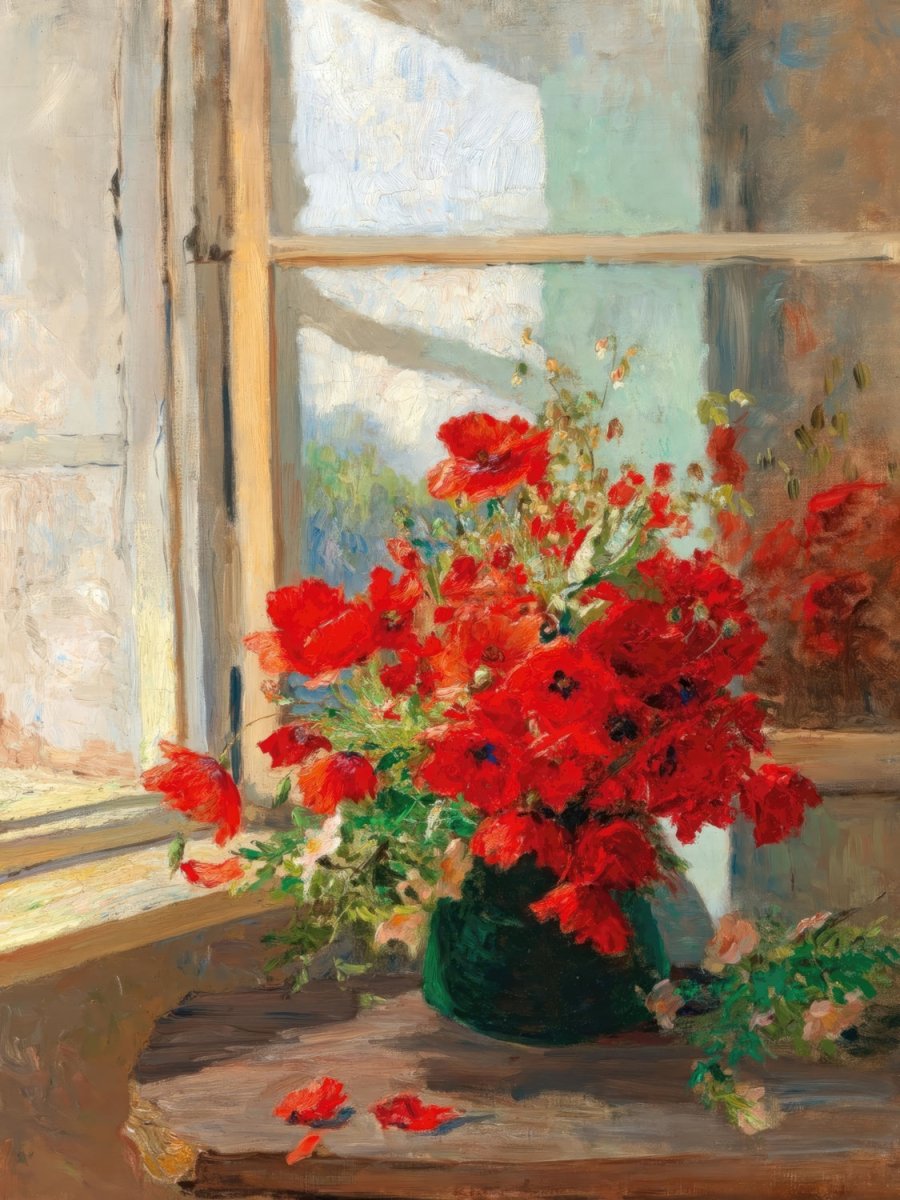 A Bouquet of Poppies by the Window | Olga Wisinger - Florian | Ave Legato Art Prints