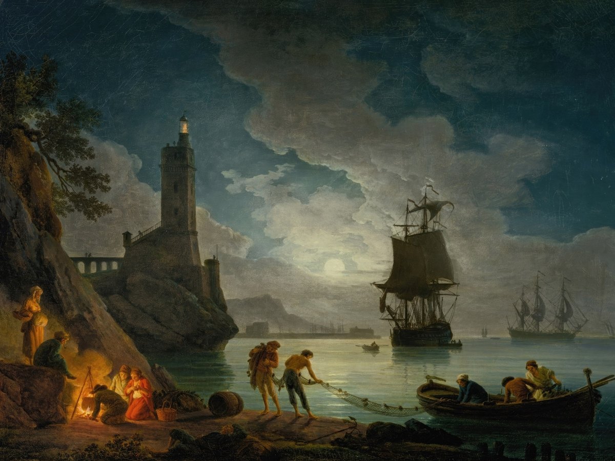 A Harbor in Moonlight | Claude Vernet | Ave Legato Art Prints