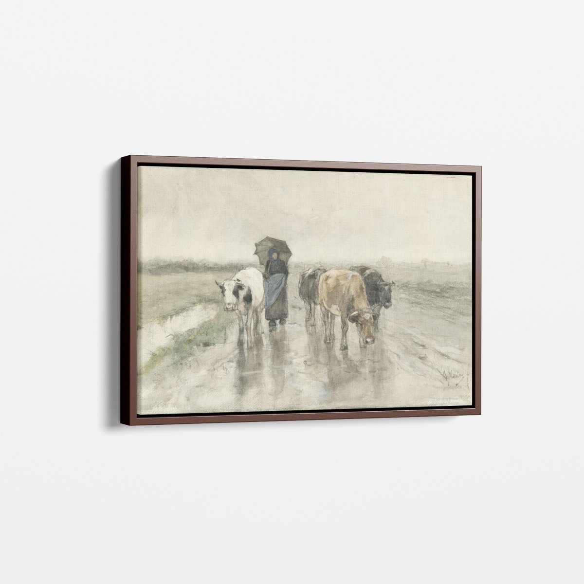 A Herdess with Cows on a Country Road in the Rain | Anton Mauve | Ave Legato Art Prints