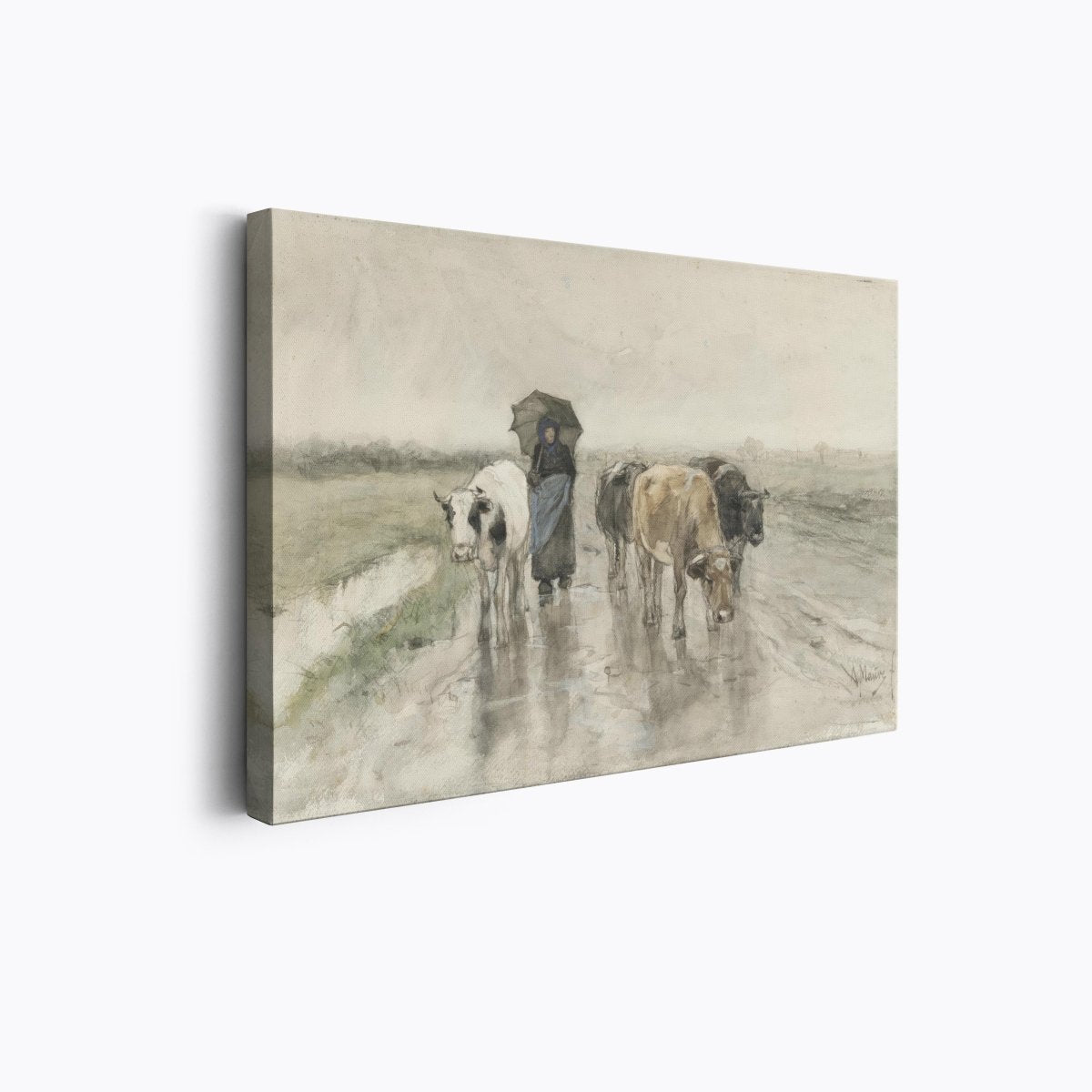 A Herdess with Cows on a Country Road in the Rain | Anton Mauve | Ave Legato Art Prints