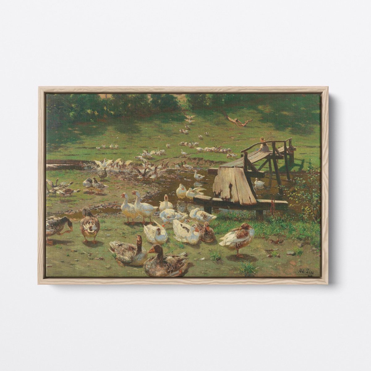 A Summer Day, Geese By The Pond | Adolf Lins | Ave Legato Art Prints