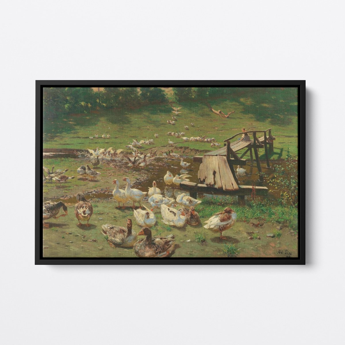 A Summer Day, Geese By The Pond | Adolf Lins | Ave Legato Art Prints