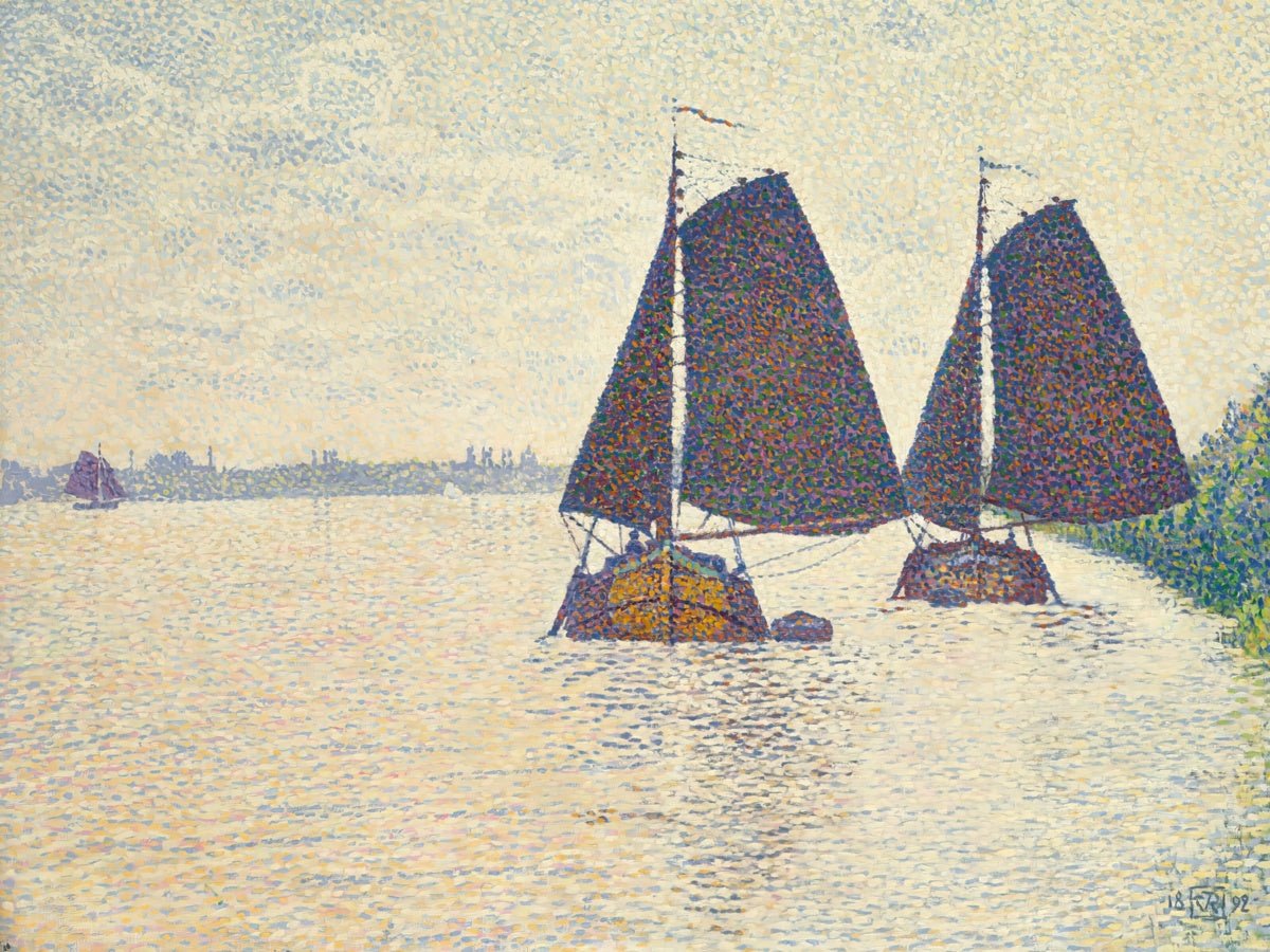 Barges on the River Scheldt | Theo van Rysselberghe | Ave Legato Art Prints