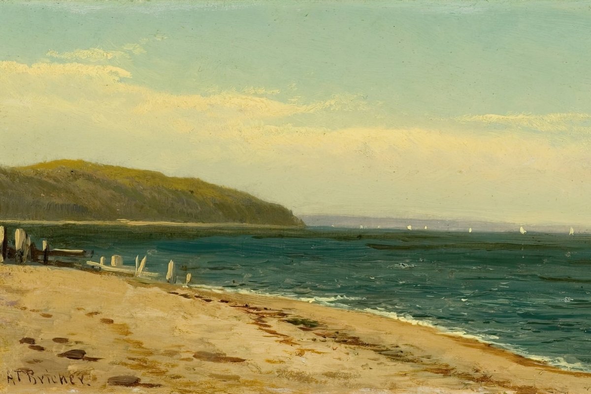 Beach and Bay with Sailboats | Alfred Bricher | Ave Legato Art Prints