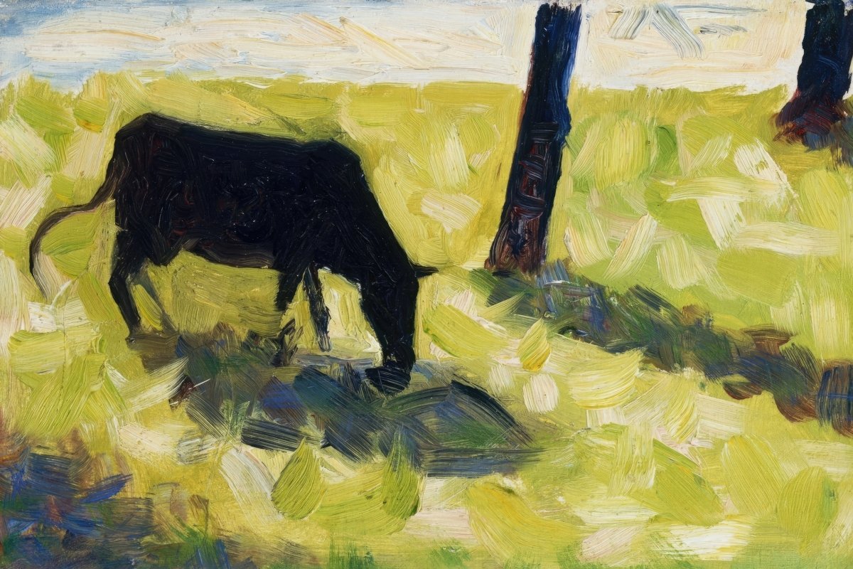 Black Cow in a Meadow | Georges Seurat | Ave Legato Art Prints