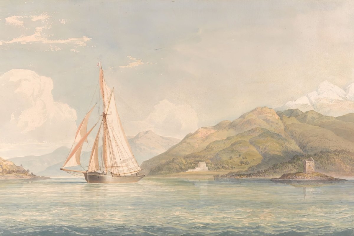 Boat Sailing to the Right with Mountains | John Schetky | Ave Legato Art Prints