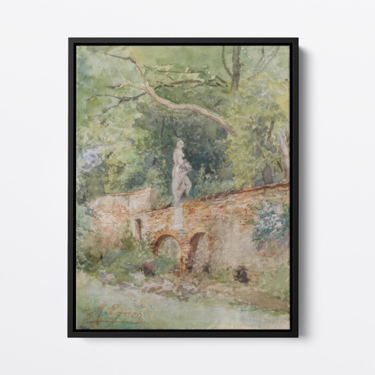 Brick Bridge with a Stone Figure | Marie Egner | Ave Legato Art Prints