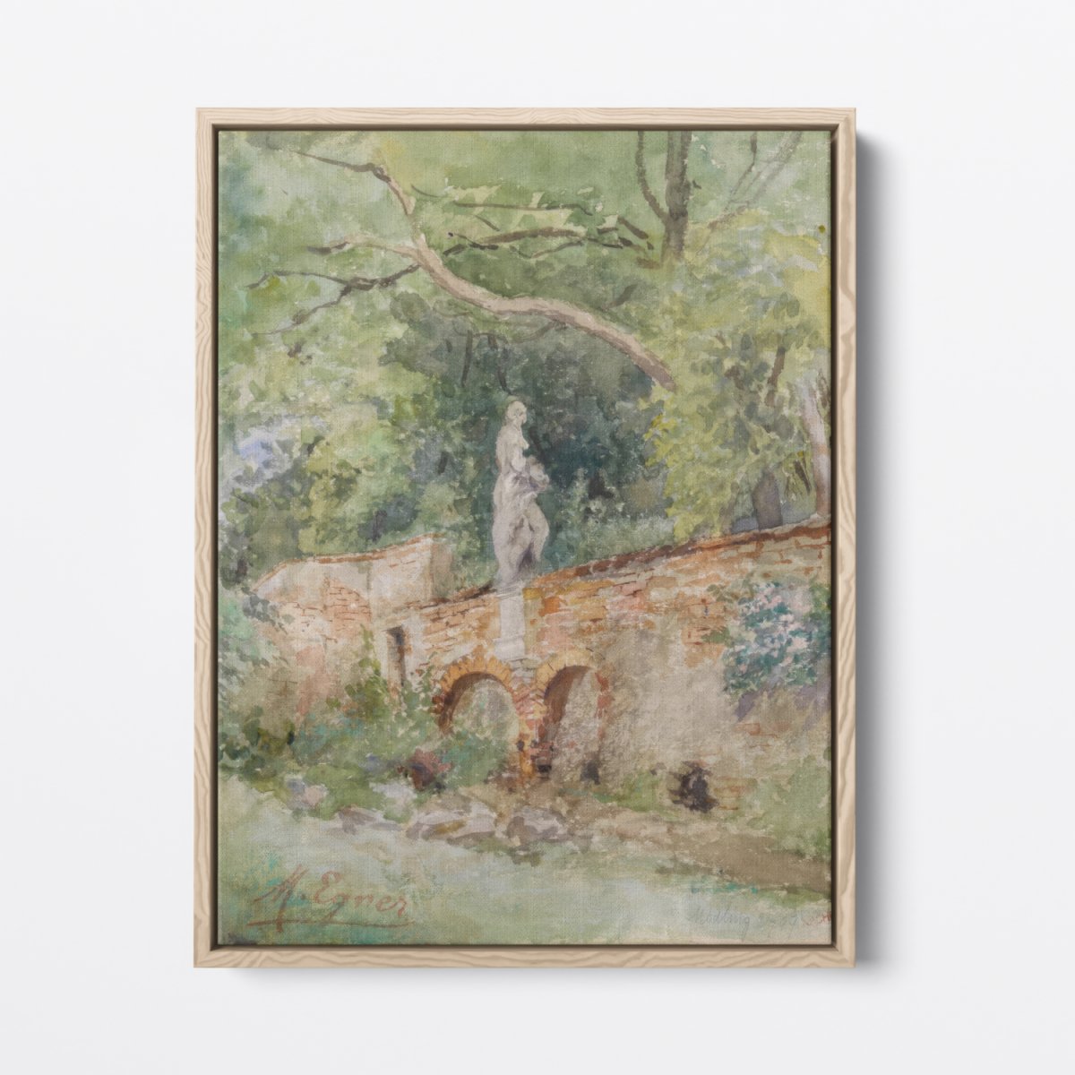 Brick Bridge with a Stone Figure | Marie Egner | Ave Legato Art Prints