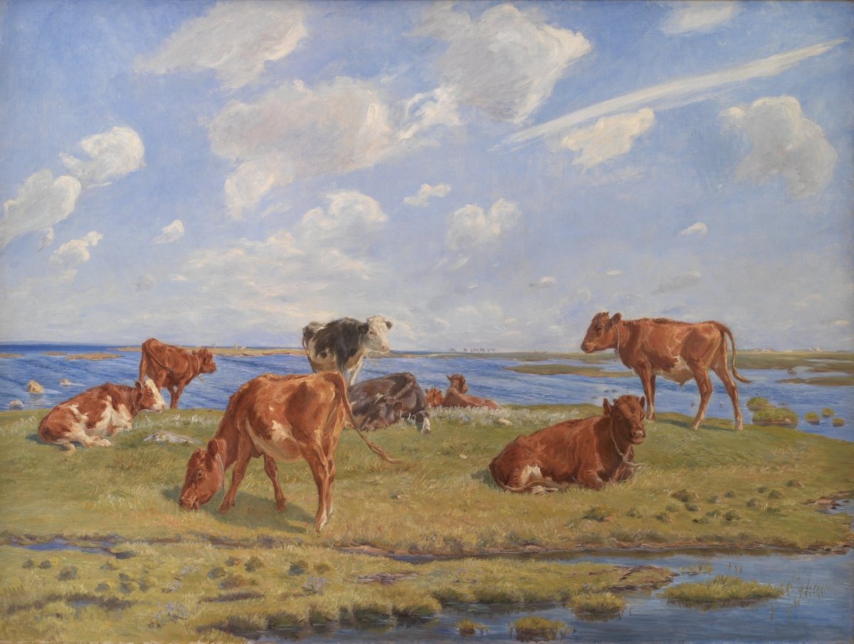 Calves Grazing | Theodor Philipsen | Ave Legato Art Prints