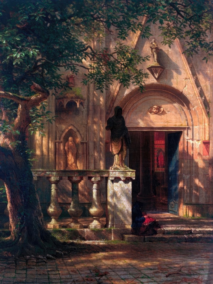 Chapel, Sunlight and Shadow | Albert Bierstadt | Ave Legato Art Prints