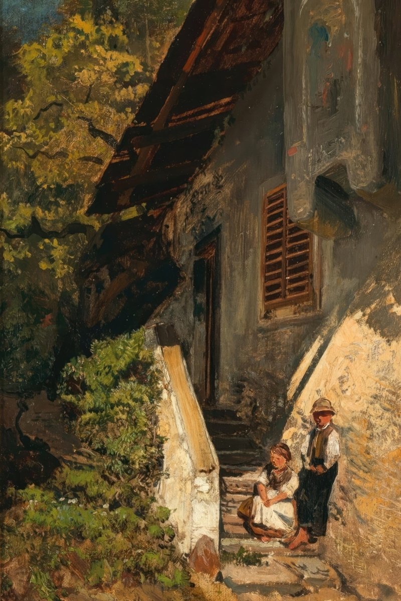 Children Before the Farmhouse | Robert Russ | Ave Legato Art Prints