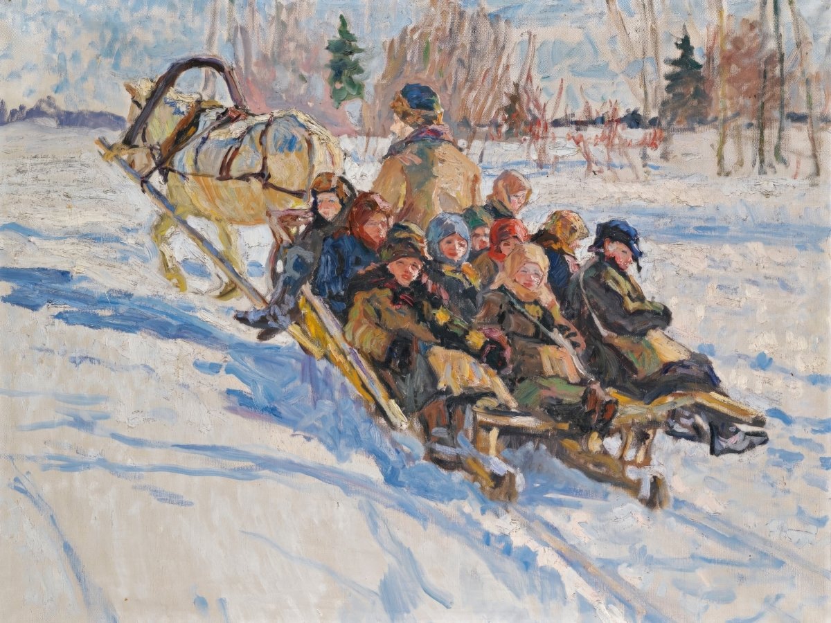 Children Riding in a Sleigh | Nikolai Bogdanov - Belsky | Ave Legato Art Prints