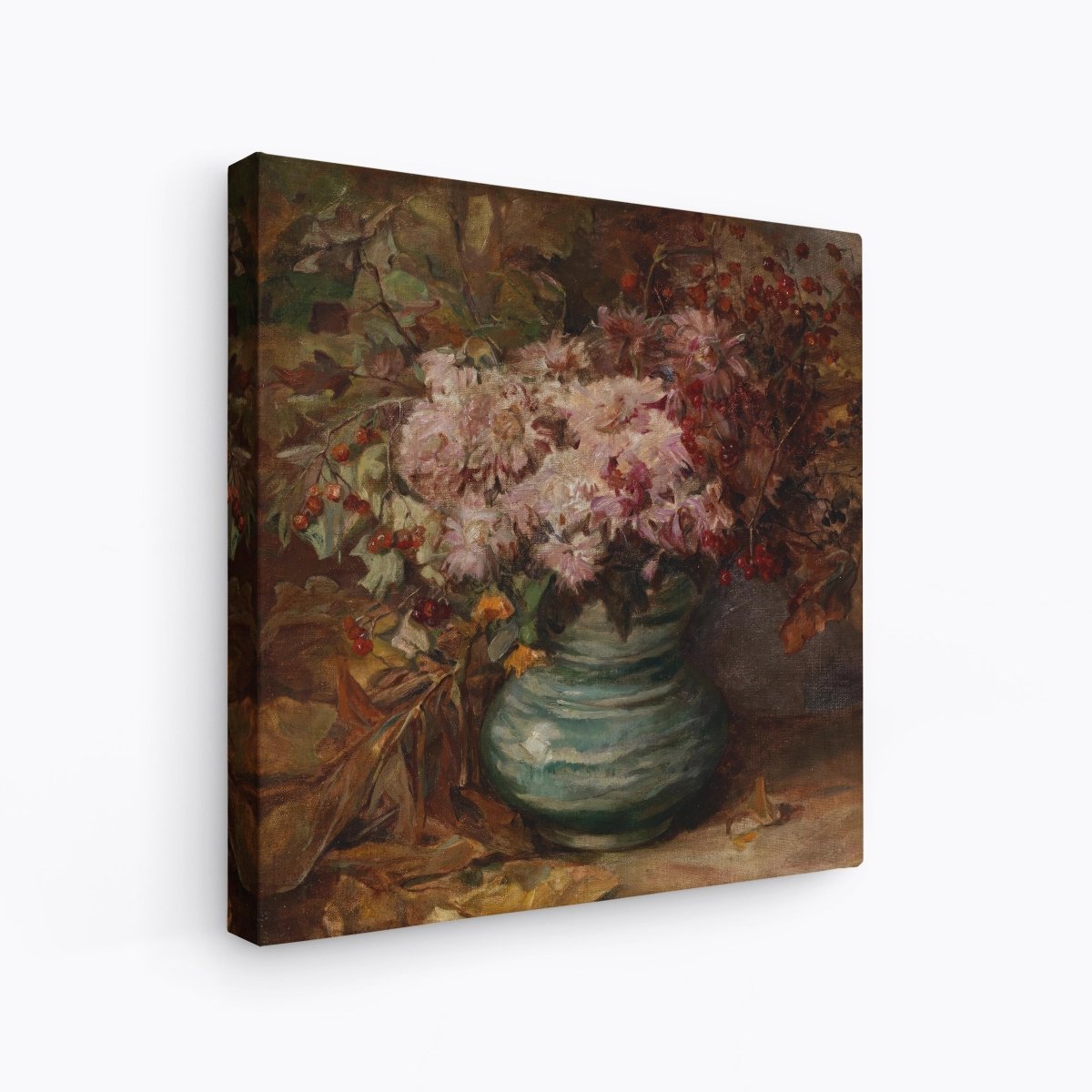 Chrysanthemums and Marigolds, Turquoise Vase | Olga Wisinger - Florian | Ave Legato Art Prints