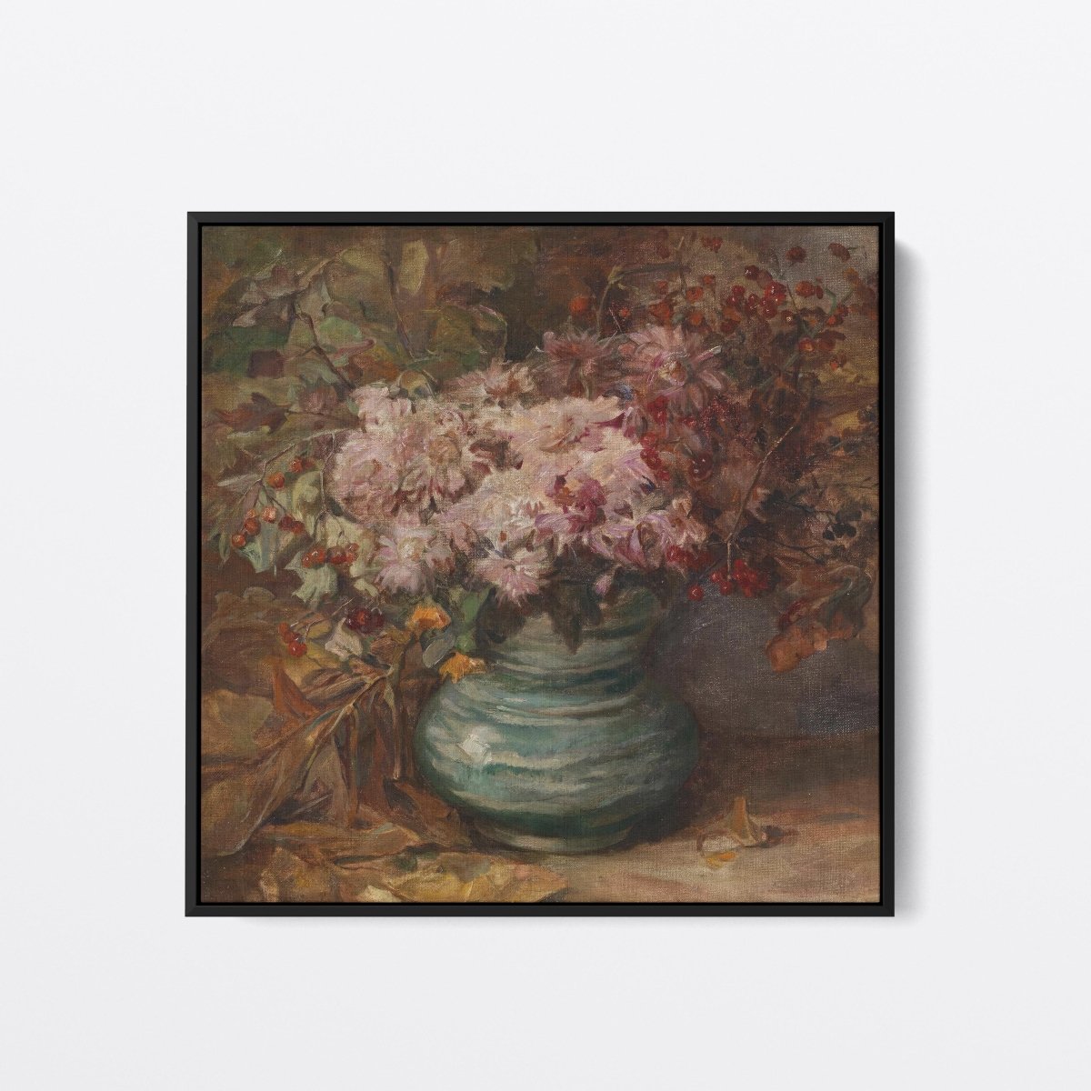 Chrysanthemums and Marigolds, Turquoise Vase | Olga Wisinger - Florian | Ave Legato Art Prints