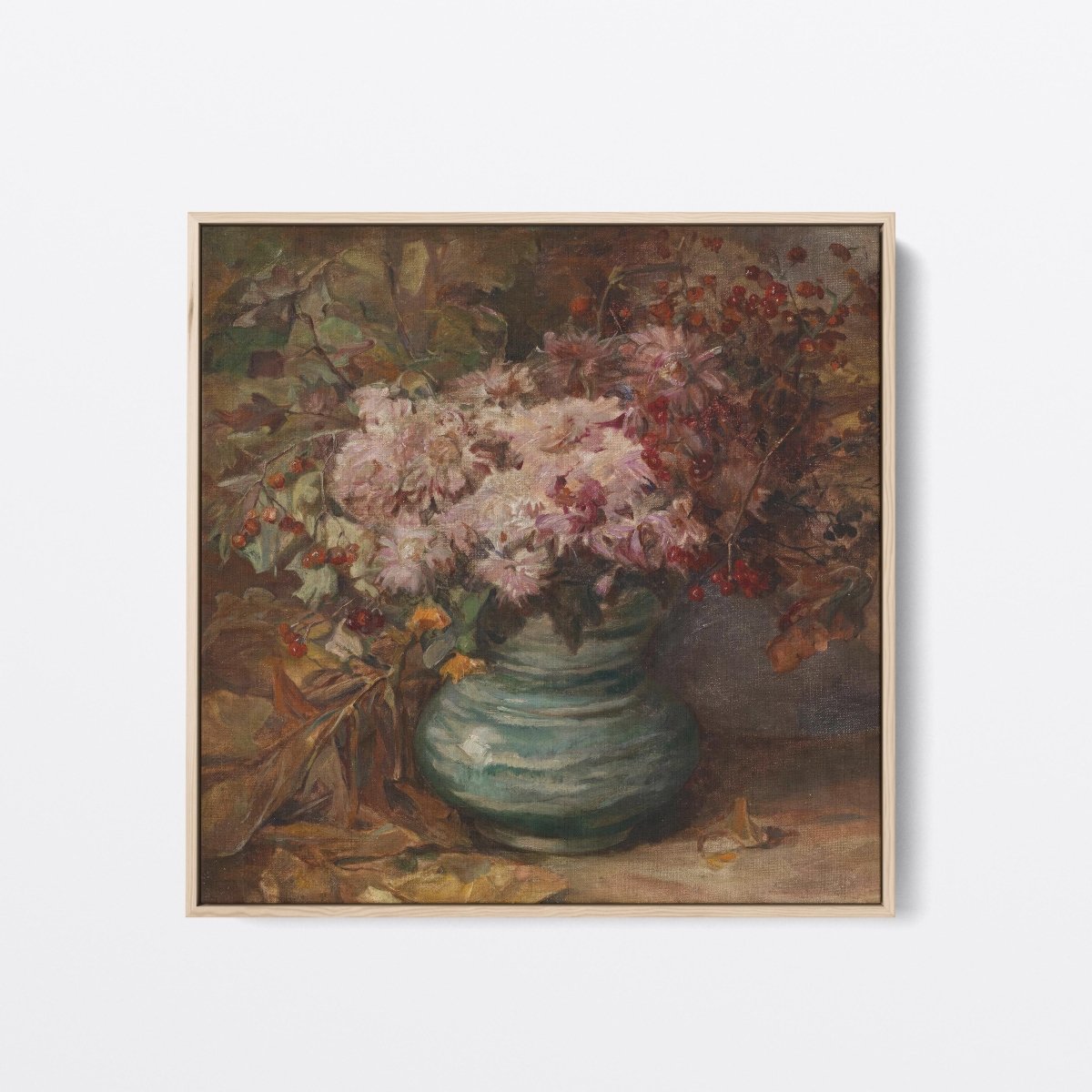 Chrysanthemums and Marigolds, Turquoise Vase | Olga Wisinger - Florian | Ave Legato Art Prints