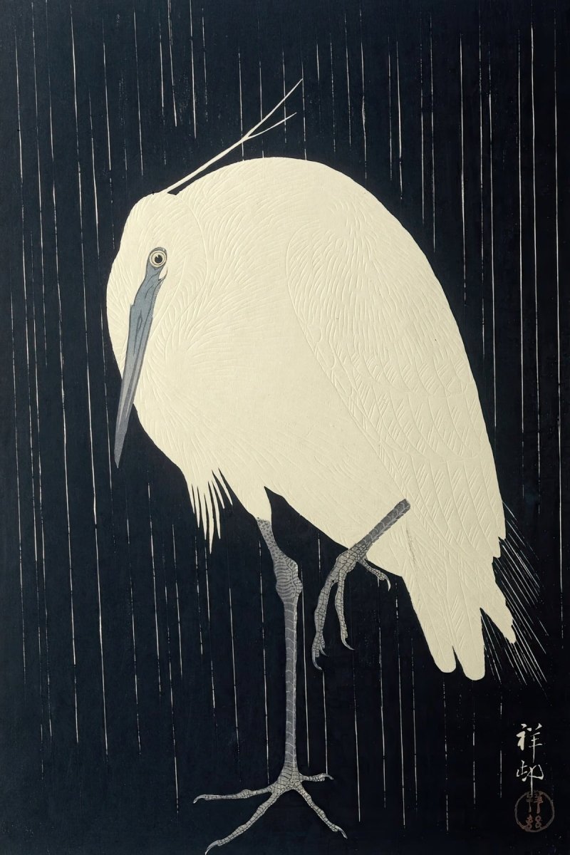 Egret in the Rain | Ohara Koson | Ave Legato Art Prints