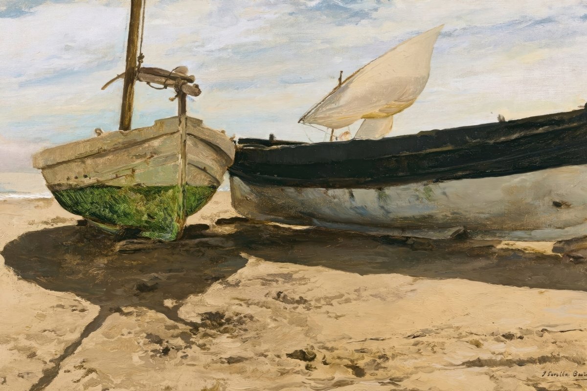 Fishing Boats on the Beach Valencia | Joaquín Sorolla | Ave Legato Art Prints