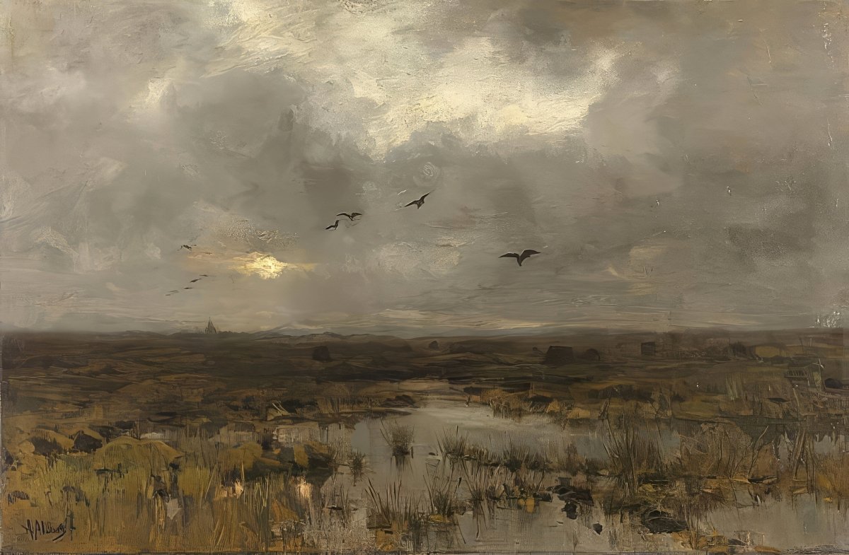 Flock Over the Dark Marsh | Anton Mauve | Ave Legato Art Prints