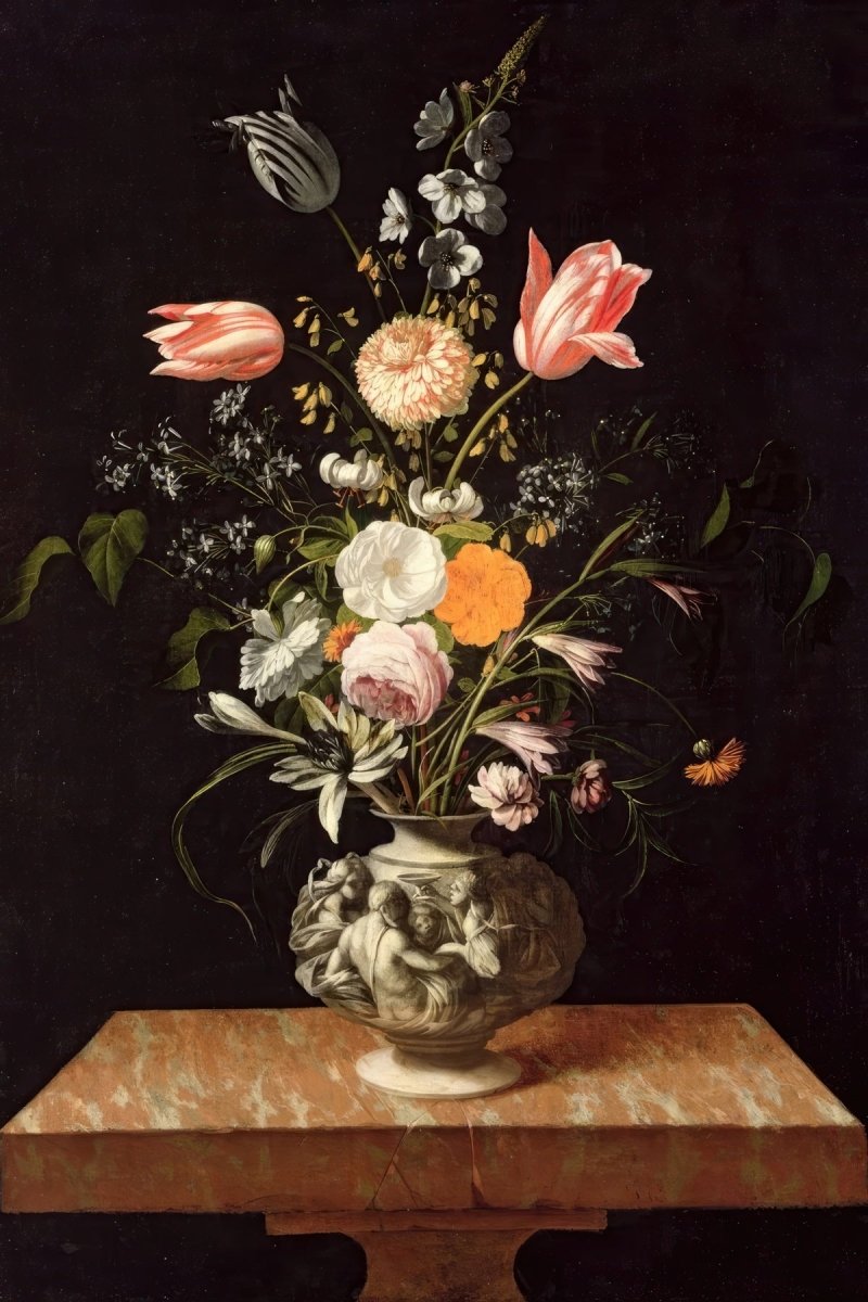 Flowers on a Marble Table | Johann Hinz | Ave Legato Art Prints