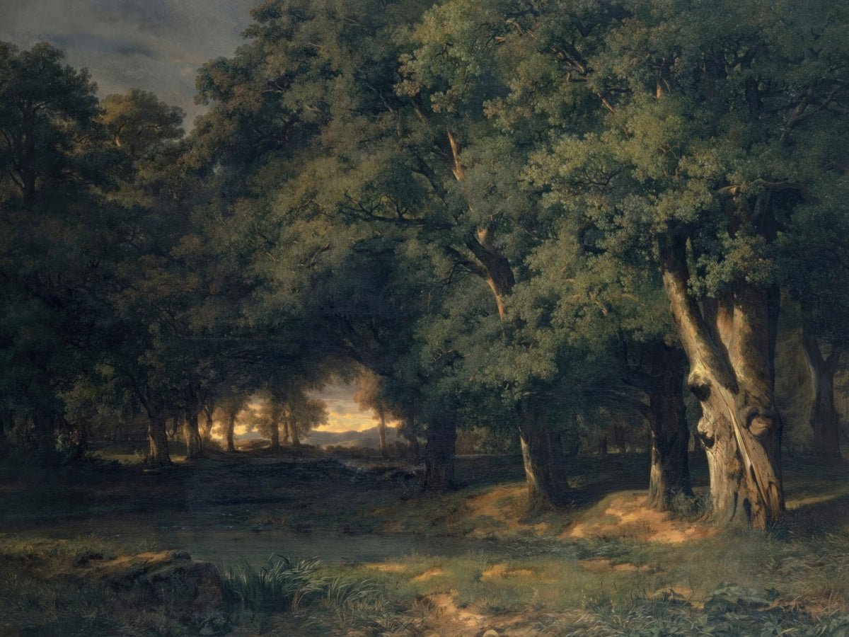 Forest Landscape with Stag Hunt | Alexandre Calame | Ave Legato Art Prints