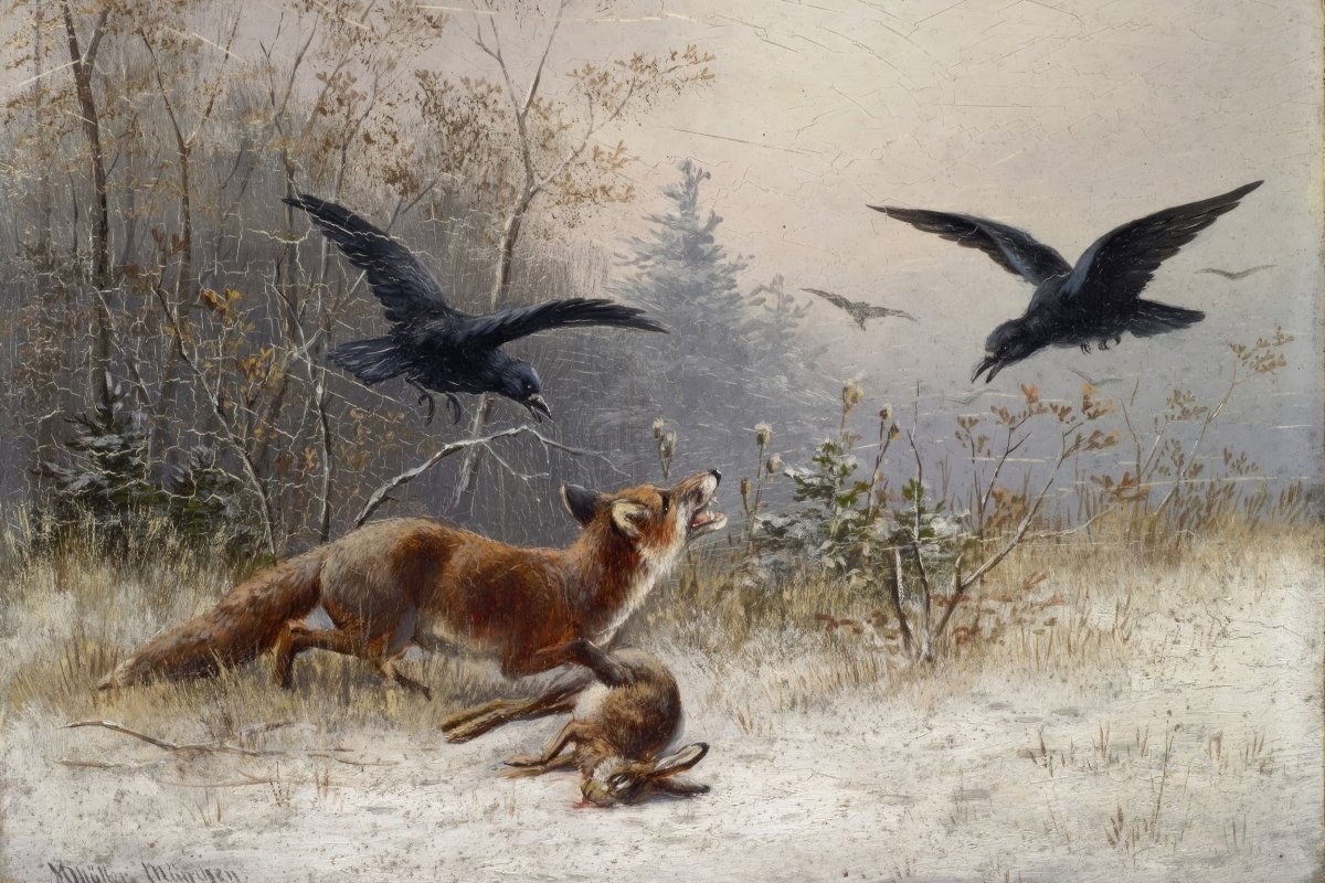 Fox Chasing Rabbits in Winter | Moritz Müller | Ave Legato Art Prints