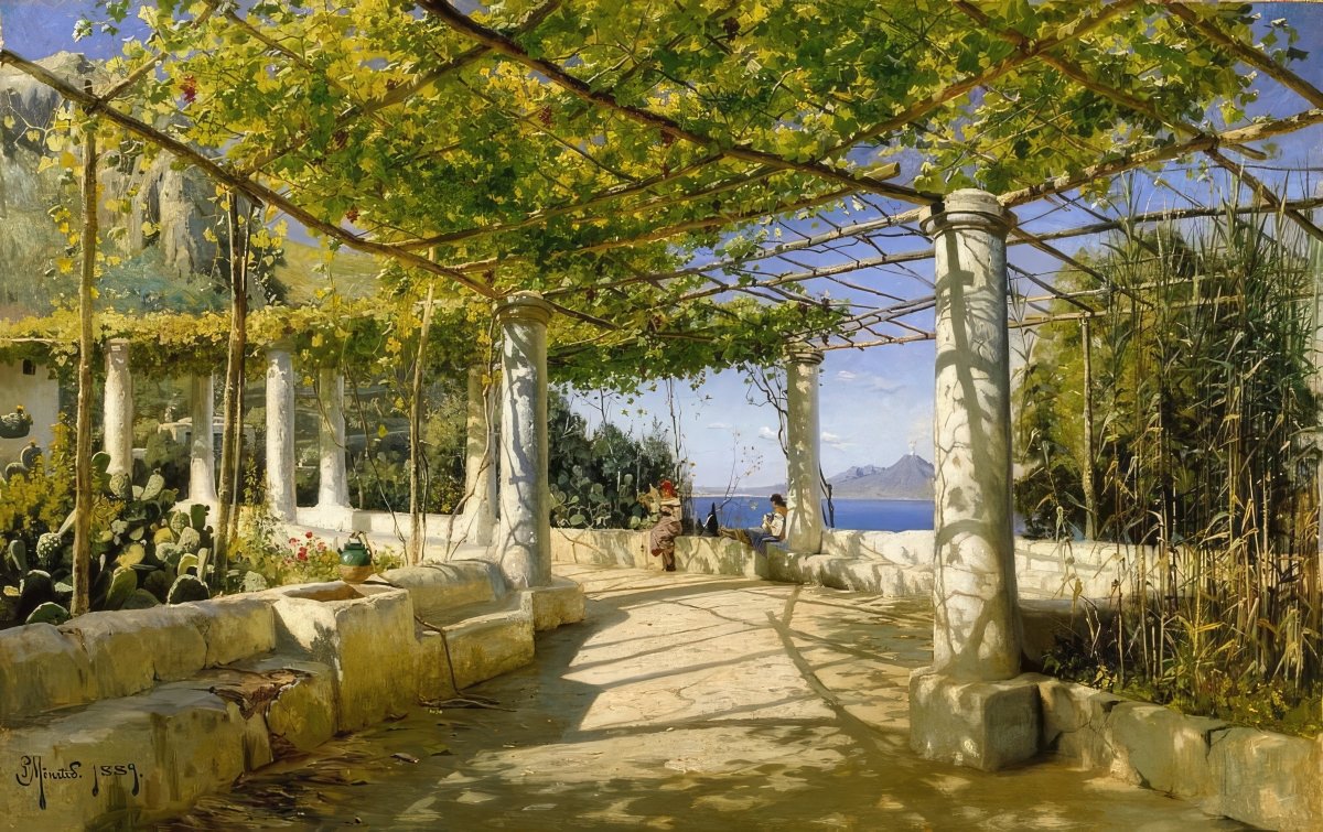 Garden With A View of Vesuvius | Peder Monsted | Ave Legato Art Prints