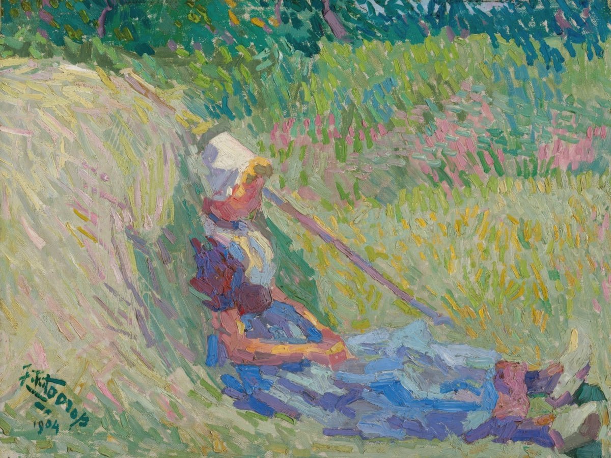 Girl Resting Against A Haystack | Jan Toorop | Ave Legato Art Prints