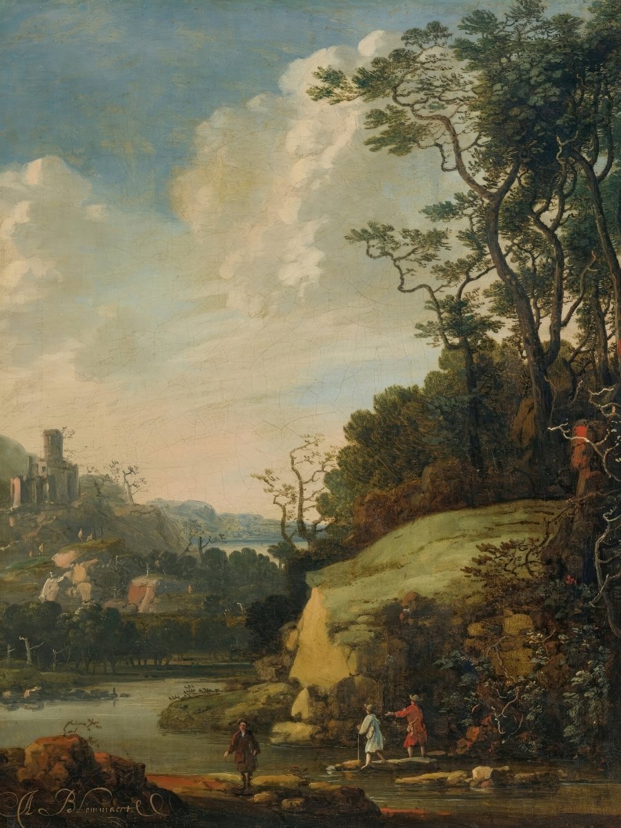 Hilly Landscape with Figures by a River | Abraham Bloemaert | Ave Legato Art Prints