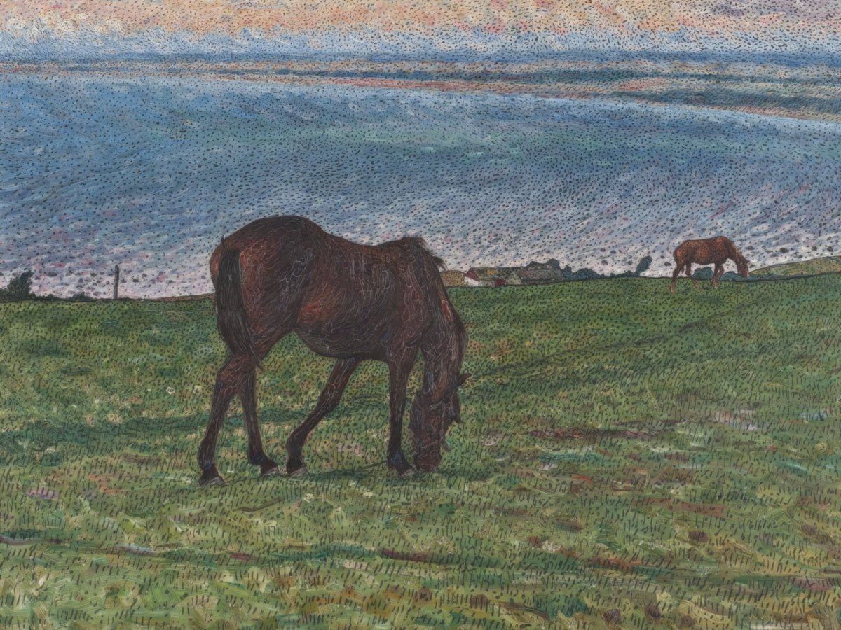 Horse Grazing, Evening in August | Nils Kreuger | Ave Legato Art Prints