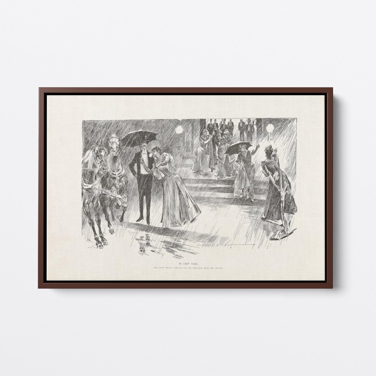 In Leap Year, Waiting in the Rain | Charles Dana Gibson | Ave Legato Art Prints