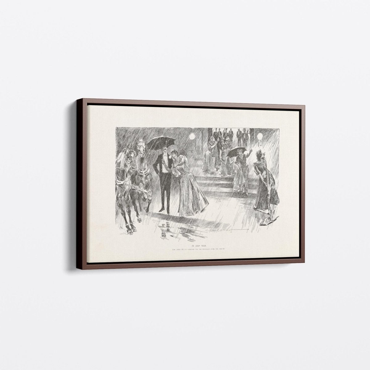 In Leap Year, Waiting in the Rain | Charles Dana Gibson | Ave Legato Art Prints