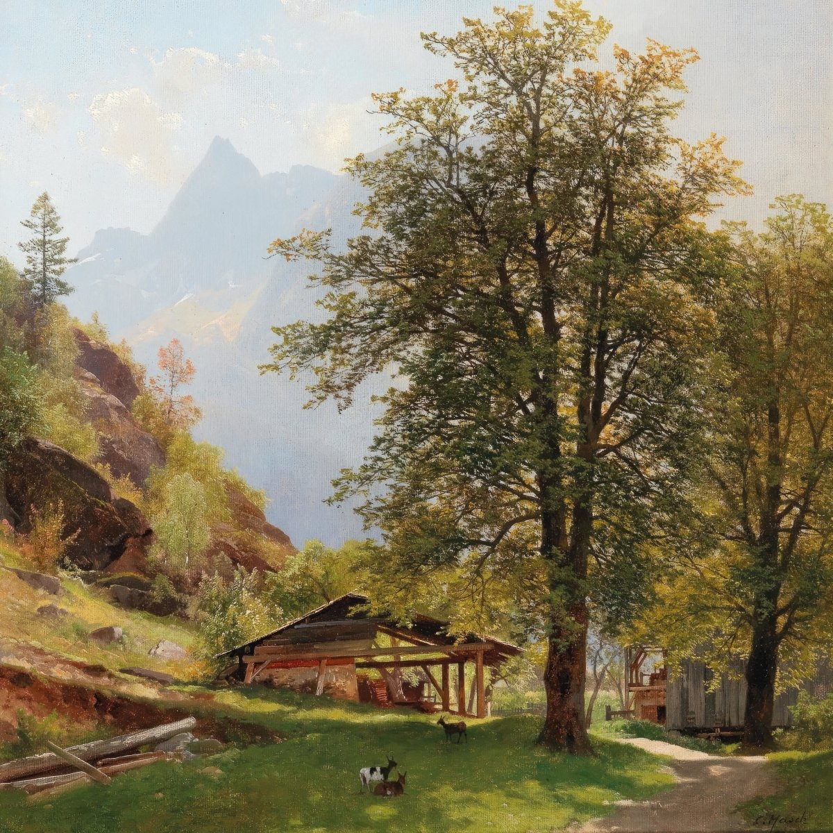 Landscape with Farm Buildings | Carl Hasch | Ave Legato Art Prints