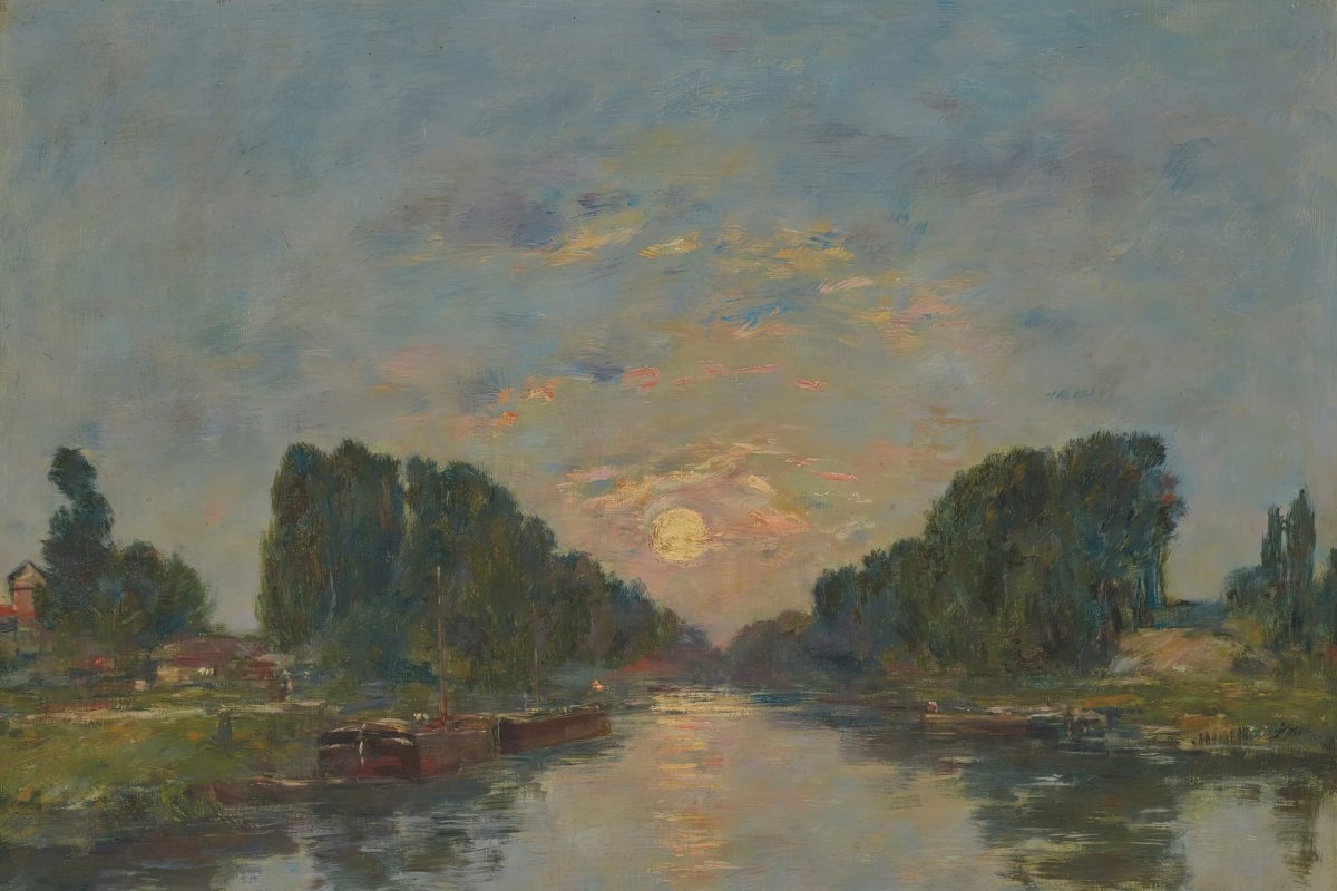 Moonlight Effect on the Canal | Eugène Boudin | Ave Legato Art Prints