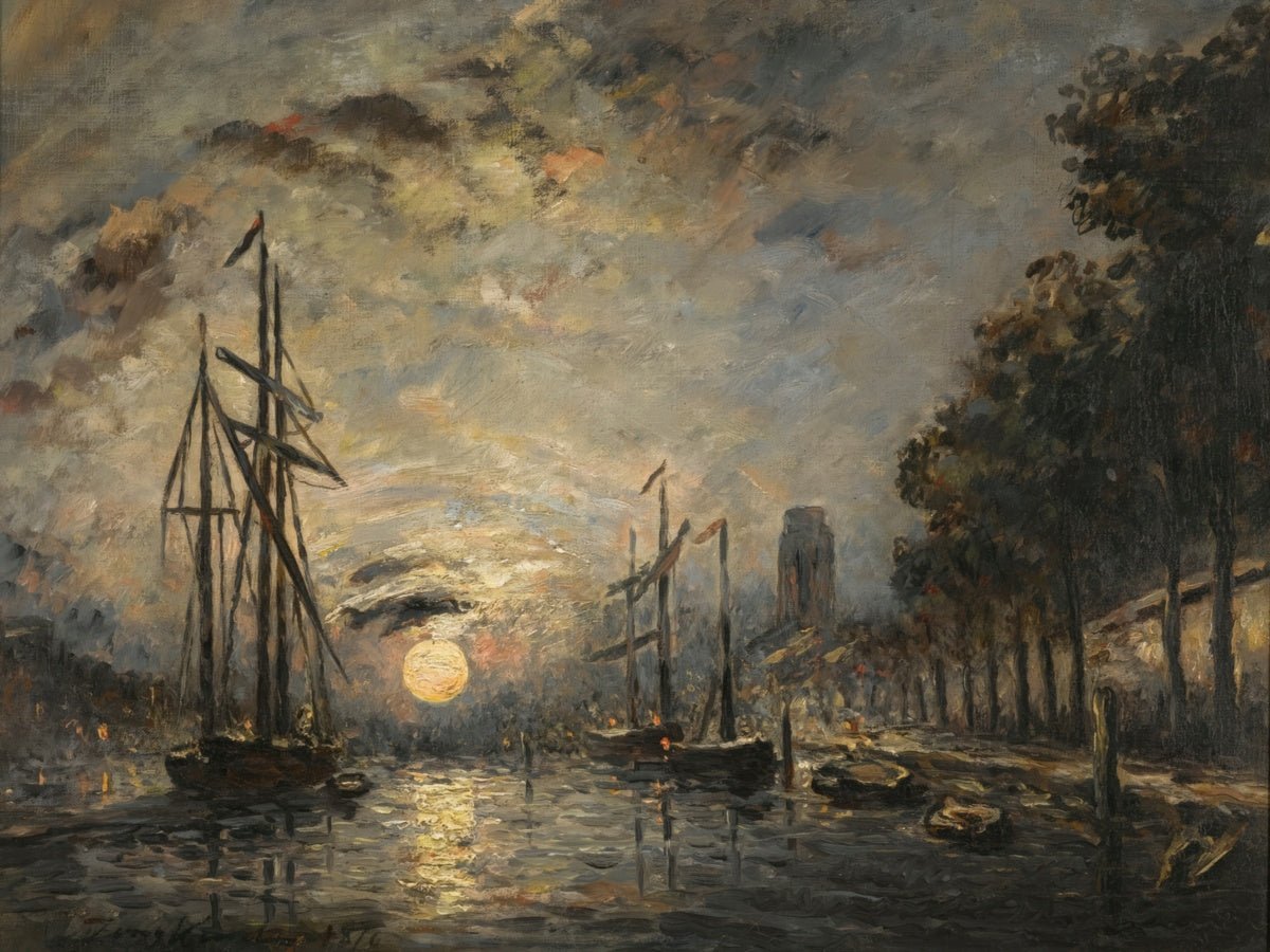 Moonlight over a Canal, Dordrecht | Johan Jongkind | Ave Legato Art Prints