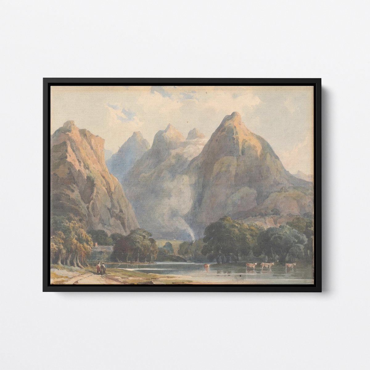 Mountain Scene with Stream, Cows, and Figures | Thomas Sully | Ave Legato Art Prints