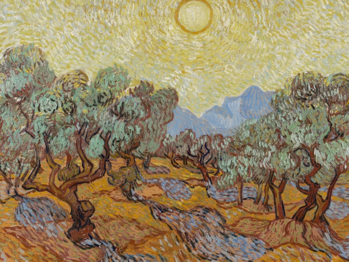 Olive Trees with Yellow Sky and Sun | Vincent van Gogh | Ave Legato Art Prints