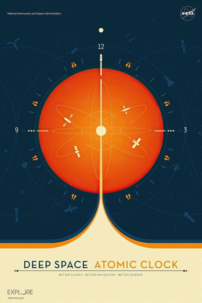 Orange Deep Space Atomic Clock | NASA | Ave Legato Art Prints