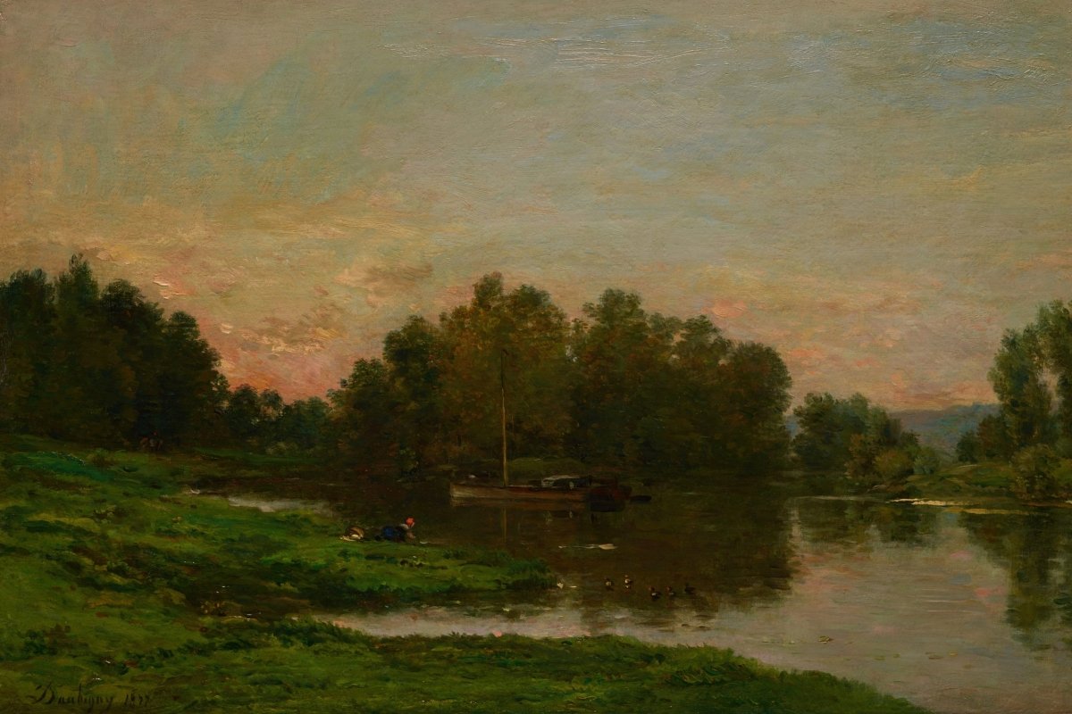 Painter’s Barge on the Oise River | Charles Daubigny | Ave Legato Art Prints