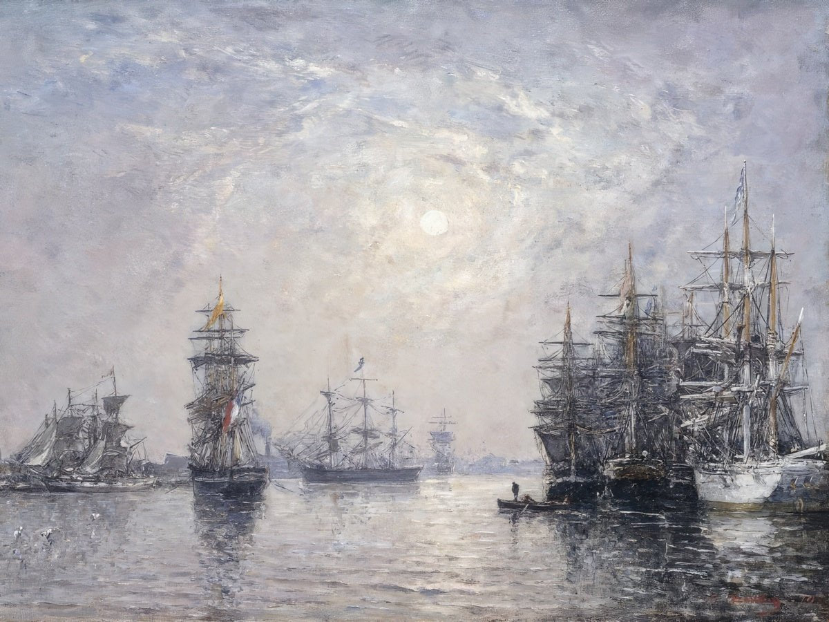 Sailing Boats at Anchor, Sunset | Eugène Boudin | Ave Legato Art Prints