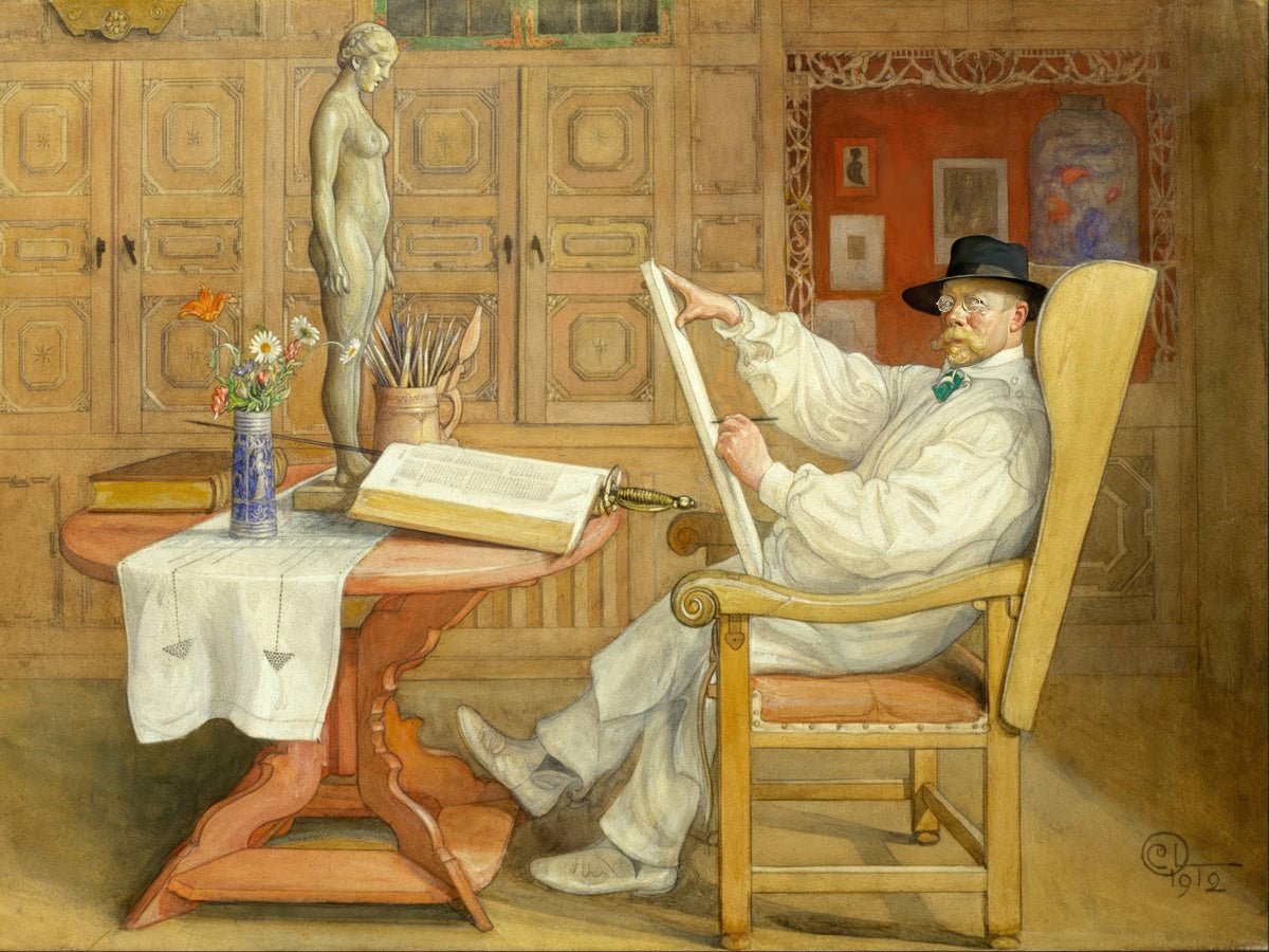 Self - Portrait (In the New Studio) | Carl Larsson | Ave Legato Art Prints