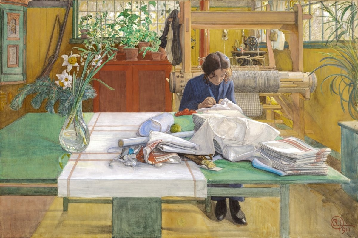 Sewing Girl | Carl Larsson | Ave Legato Art Prints