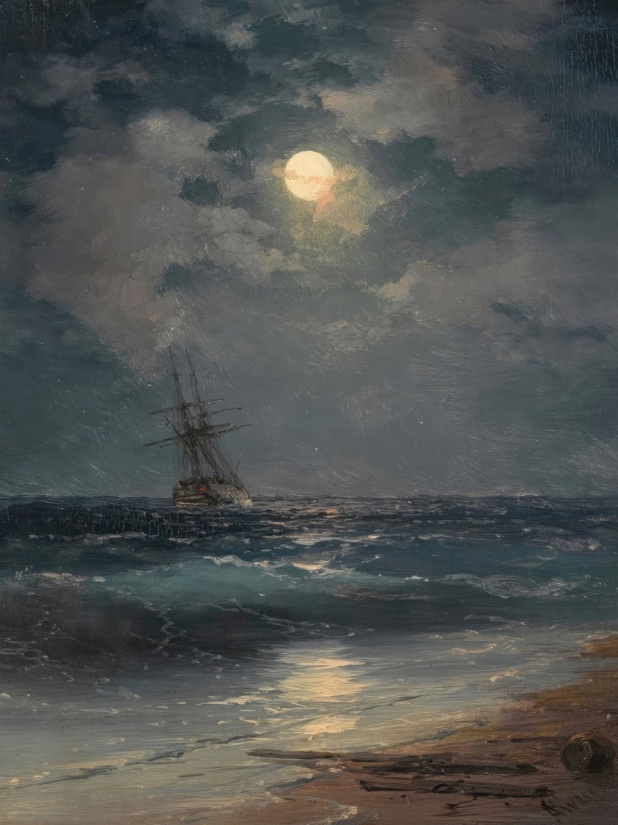 Ship by Moonlight | Ivan Aivazovsky | Ave Legato Art Prints