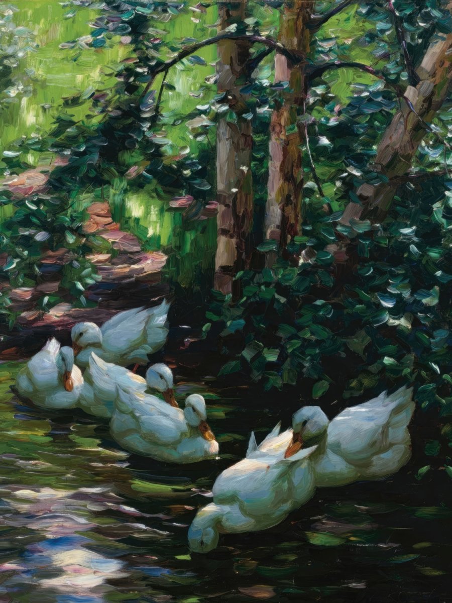 Six Ducks in Water | Alexander Koester | Ave Legato Art Prints