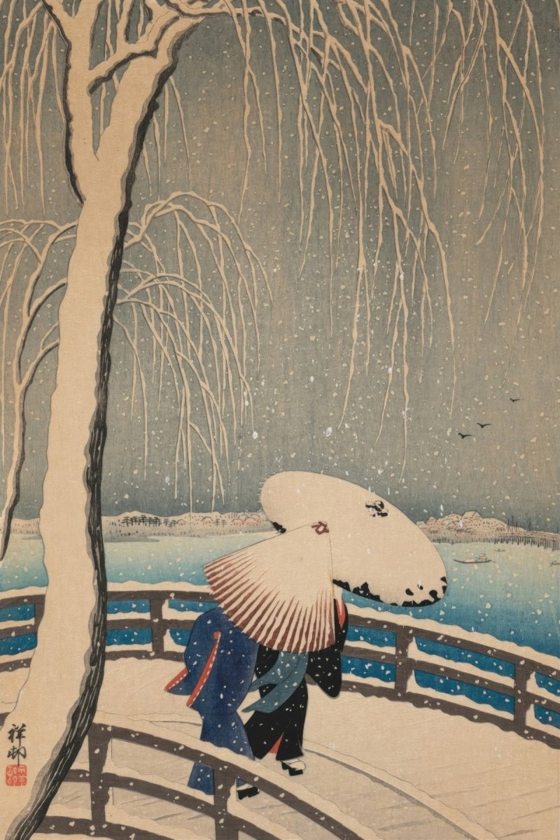 Snow on the Willow Bridge | Ohara Koson | Ave Legato Art Prints