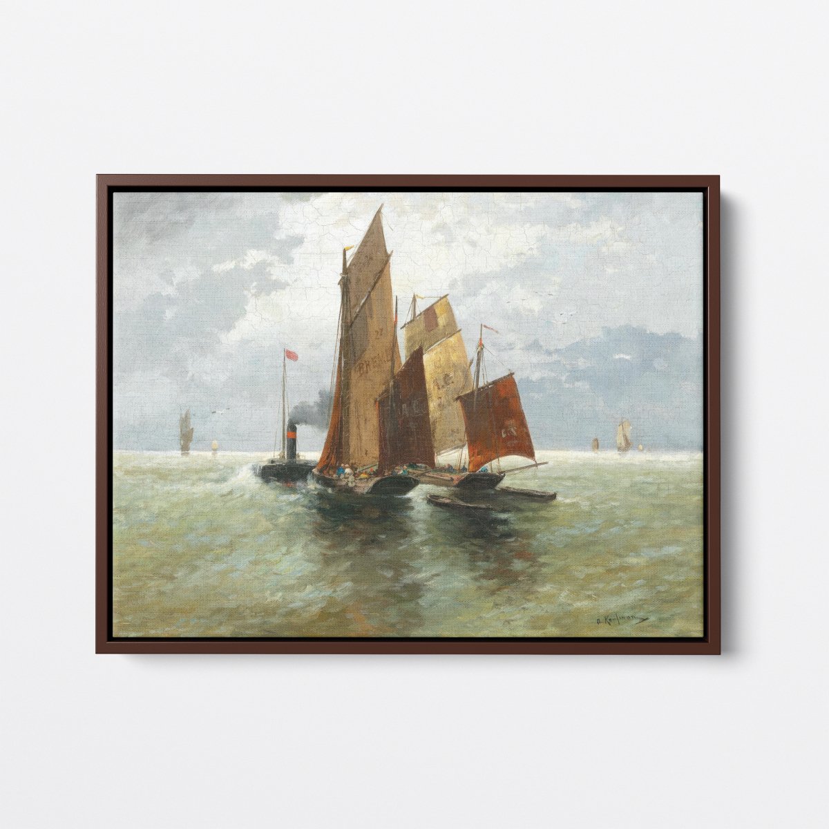 Steamboat and Fishing Boats at Sea | Adolf Kaufmann | Ave Legato Art Prints