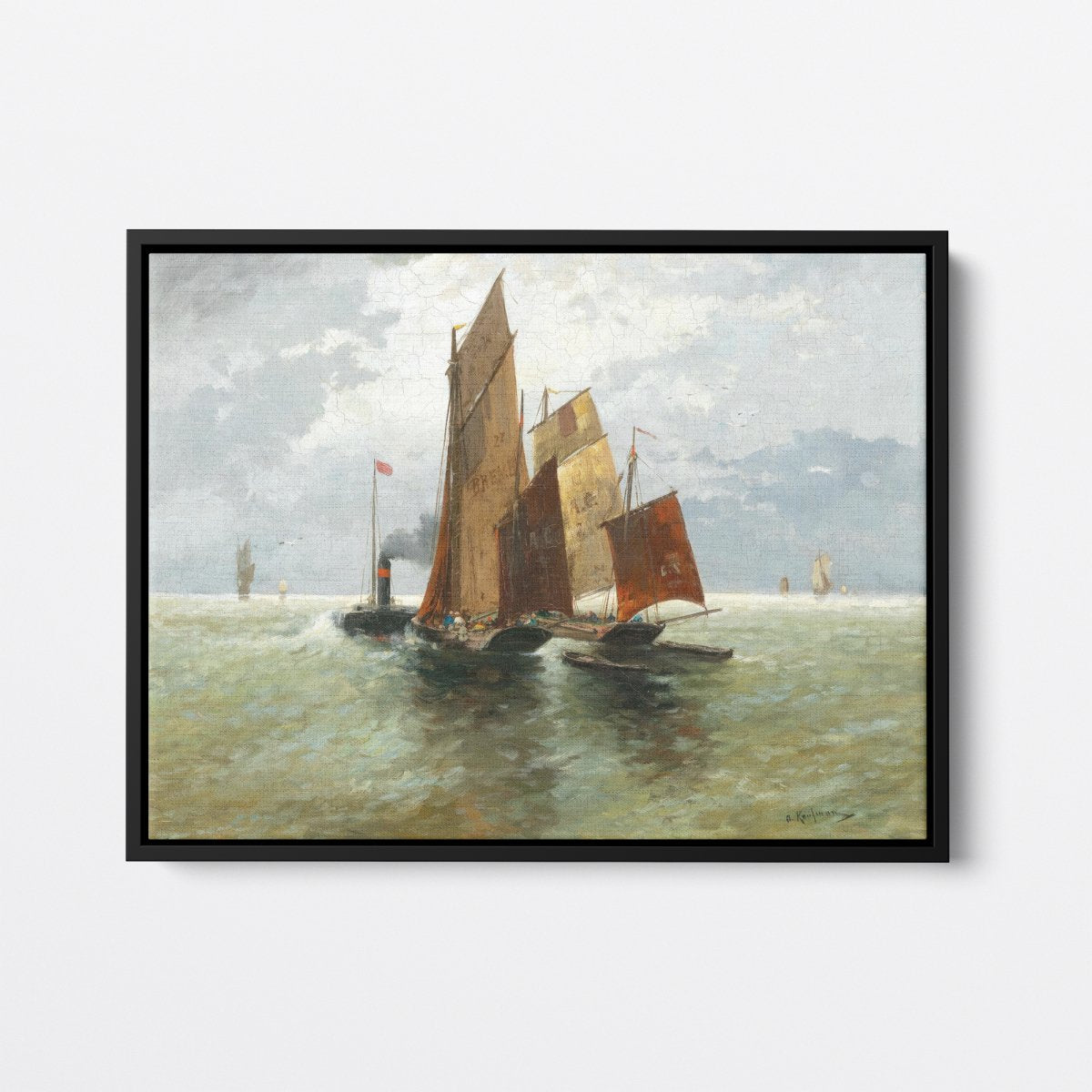 Steamboat and Fishing Boats at Sea | Adolf Kaufmann | Ave Legato Art Prints