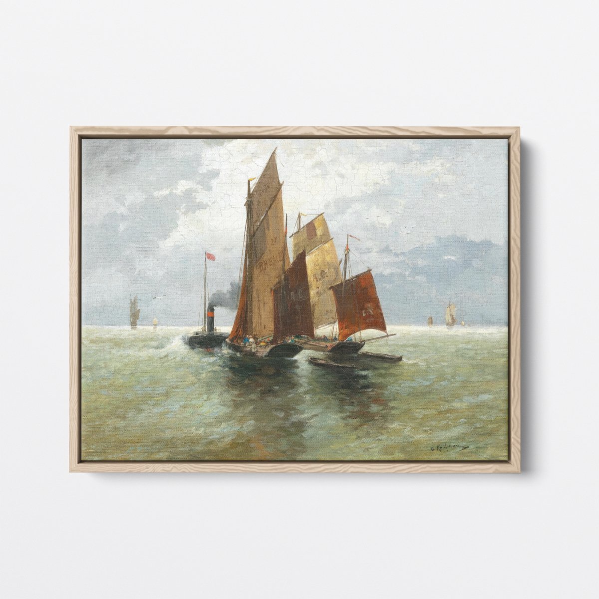 Steamboat and Fishing Boats at Sea | Adolf Kaufmann | Ave Legato Art Prints