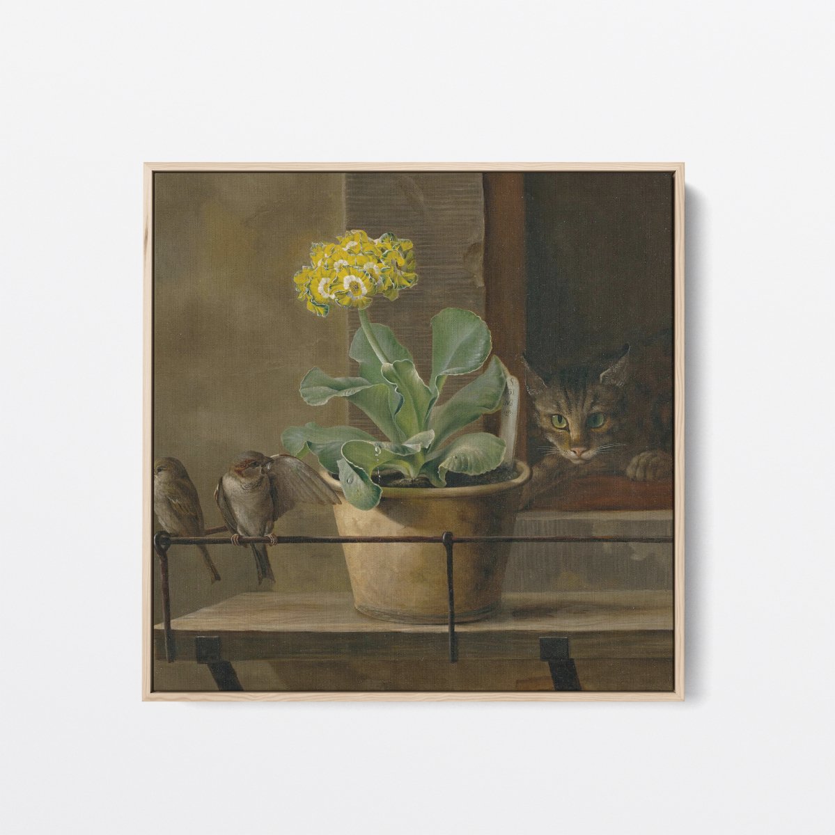 Still Life with a Primrose in a Flowerpot, a Cat | Martinus Rørbye | Ave Legato Art Prints