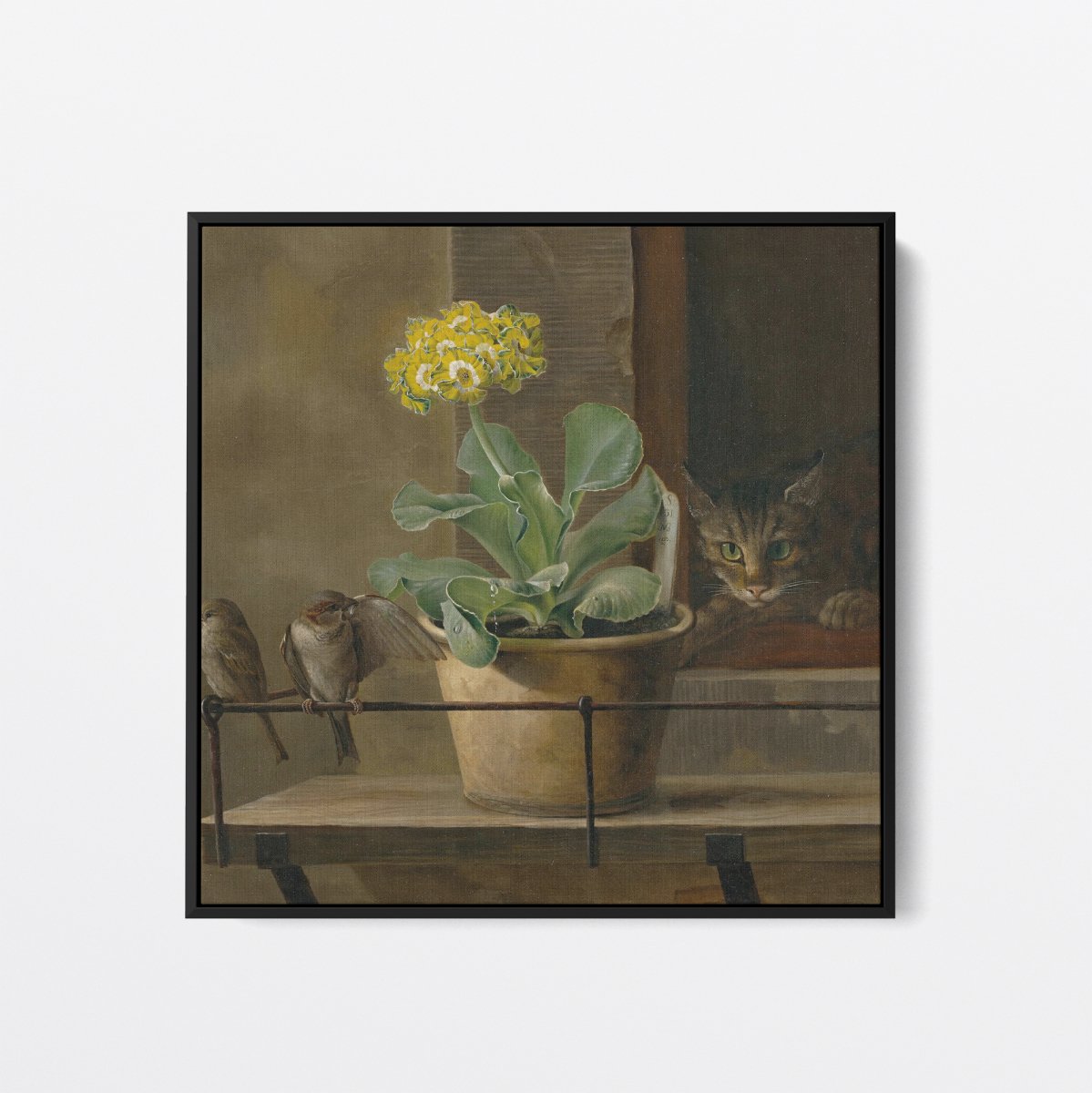 Still Life with a Primrose in a Flowerpot, a Cat | Martinus Rørbye | Ave Legato Art Prints